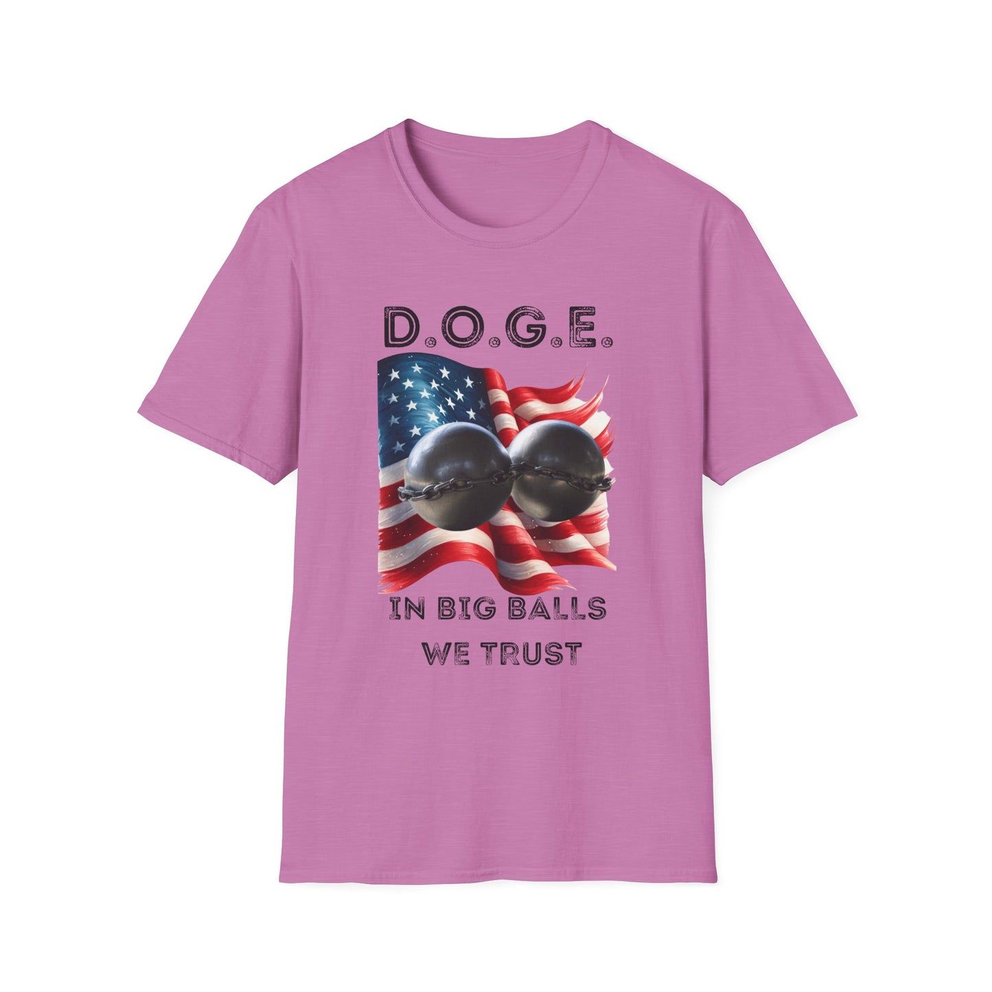 D.O.G.E. In Big Balls We Trust Unisex Softstyle T-Shirt - Fun Graphic Tee for Dog Lovers