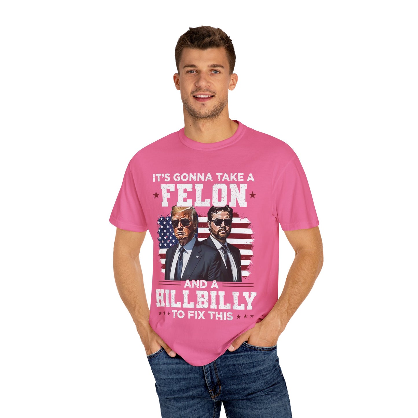 Unisex Garment-Dyed T-Shirt - D.O.G.E. American Flag Design