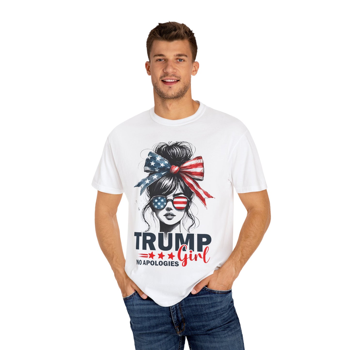 Patriotic Trump Girl T-Shirt - No Apologies
