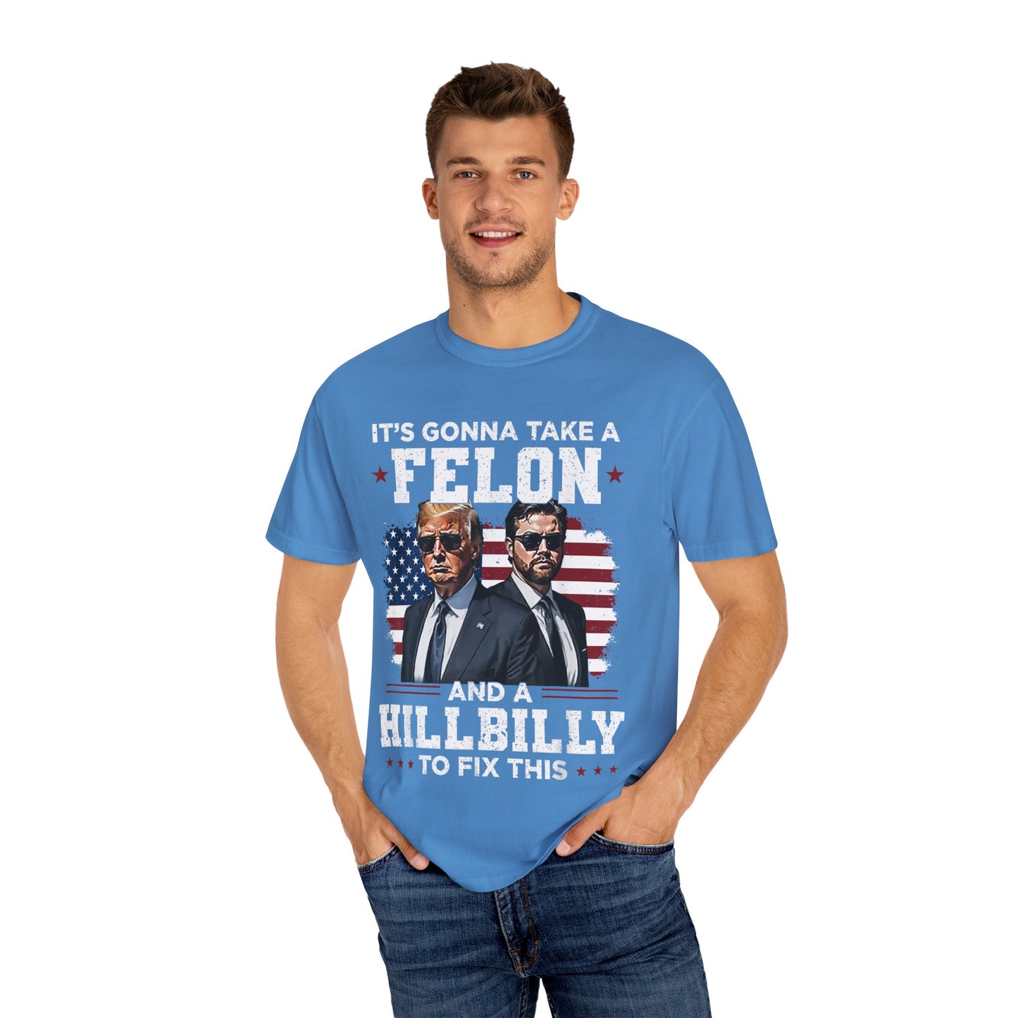 Unisex Garment-Dyed T-Shirt - D.O.G.E. American Flag Design