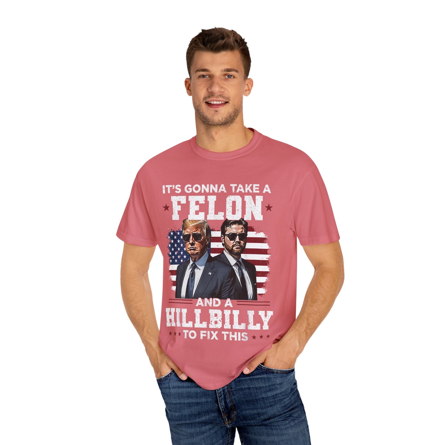 Unisex Garment-Dyed T-Shirt - D.O.G.E. American Flag Design