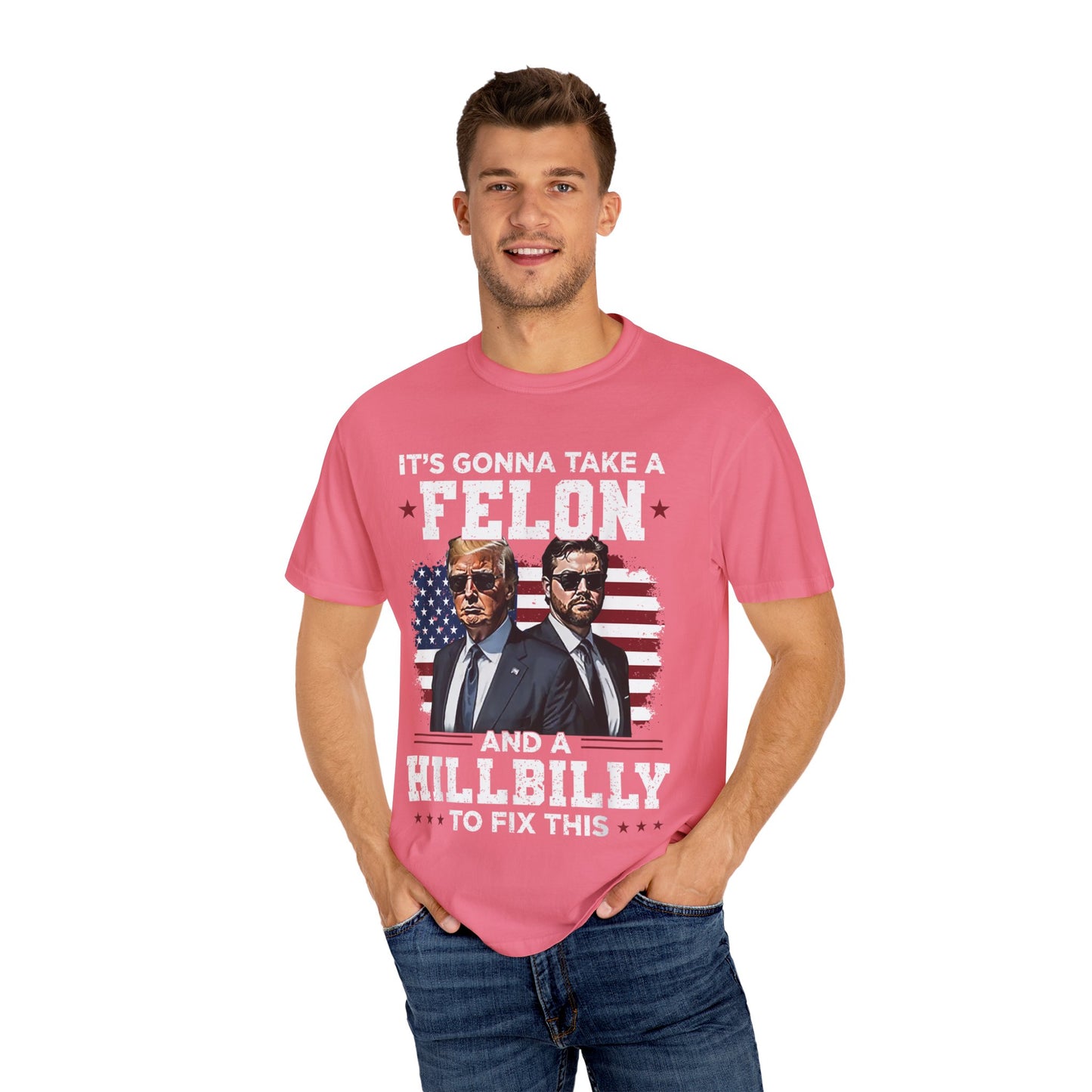 Unisex Garment-Dyed T-Shirt - D.O.G.E. American Flag Design