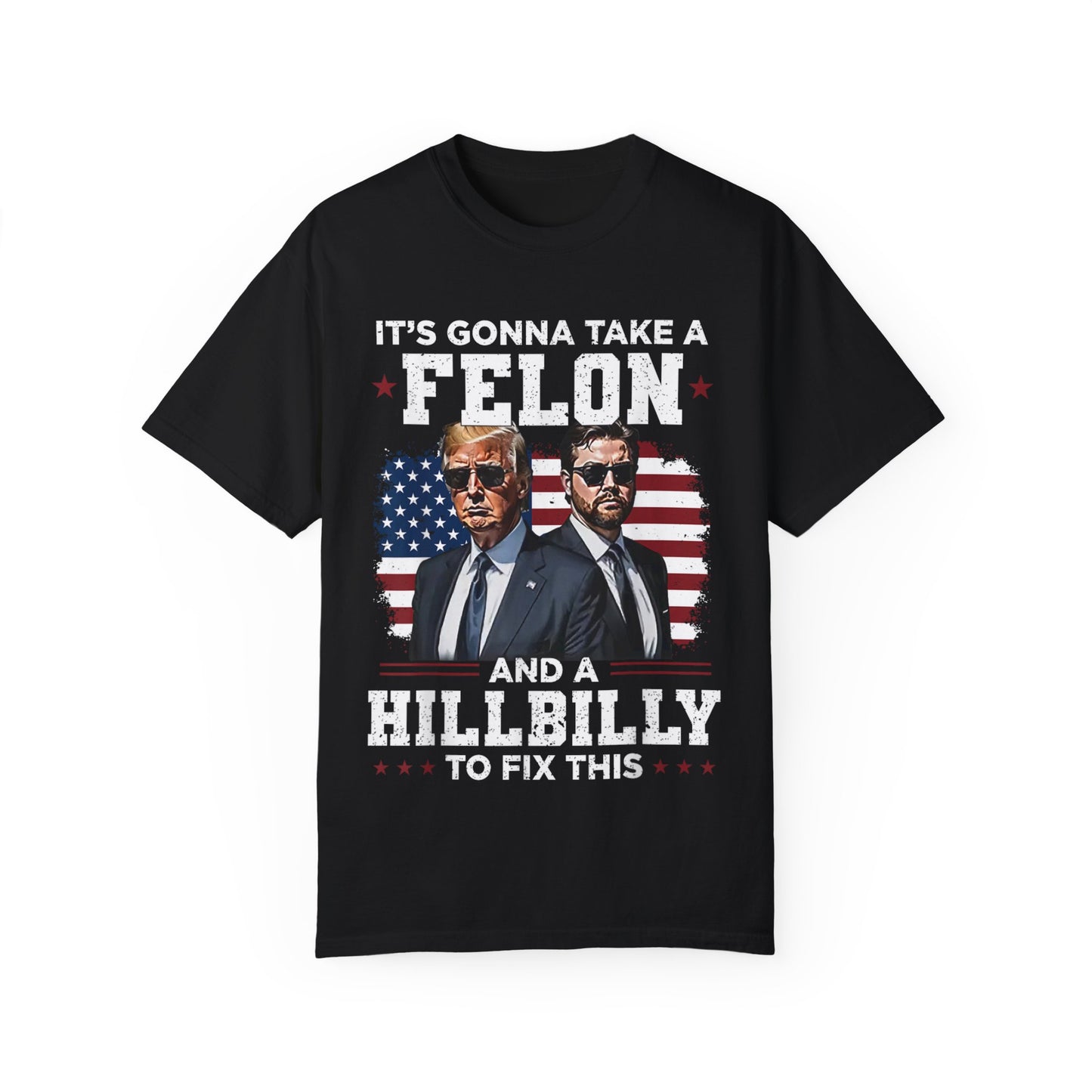 Unisex Garment-Dyed T-Shirt - D.O.G.E. American Flag Design