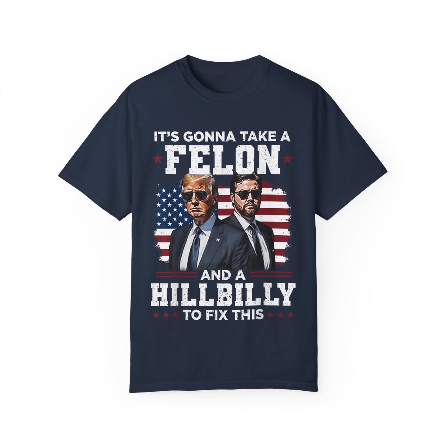 Unisex Garment-Dyed T-Shirt - D.O.G.E. American Flag Design
