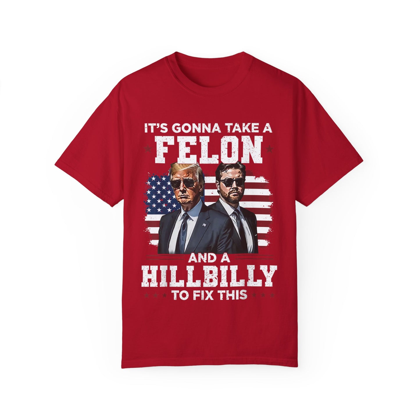 Unisex Garment-Dyed T-Shirt - D.O.G.E. American Flag Design