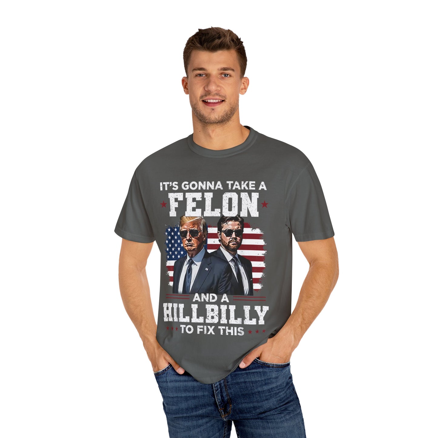 Unisex Garment-Dyed T-Shirt - D.O.G.E. American Flag Design