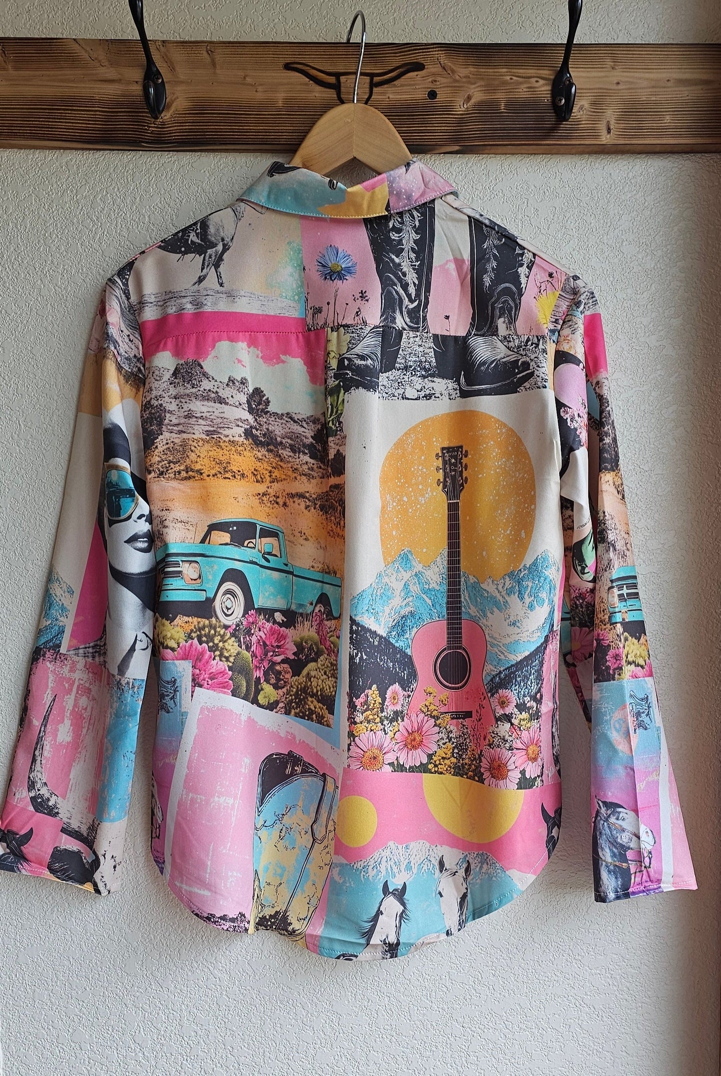 Baha Ranch Wanted Retro Pop Western Vintage Button Up Shirt