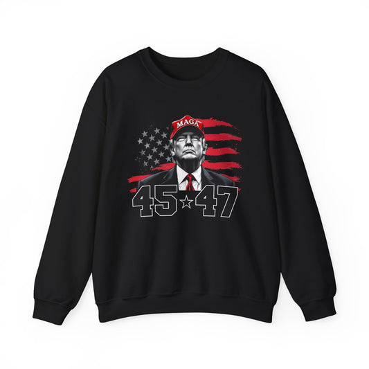 Patriotic MAGA 45-47 Crewneck Sweatshirt for Supporters