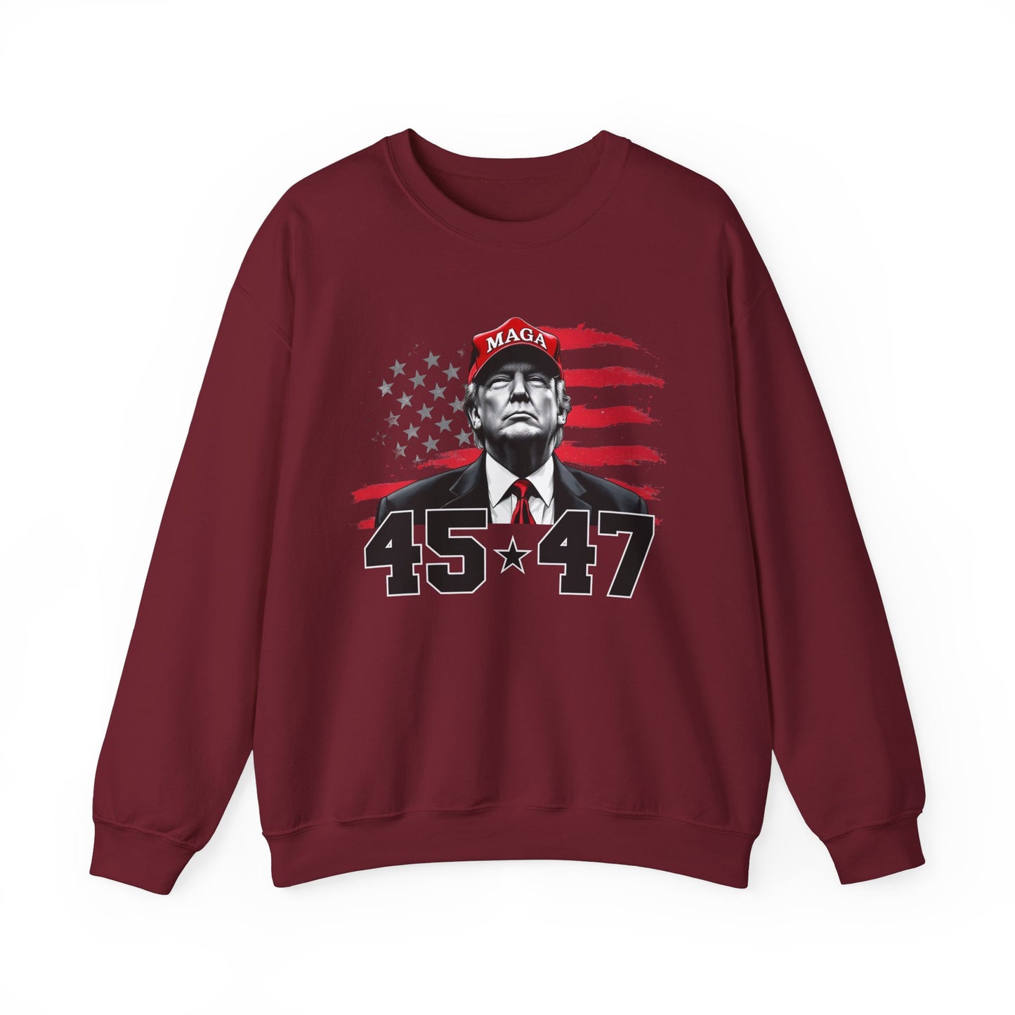 Patriotic MAGA 45-47 Crewneck Sweatshirt for Supporters