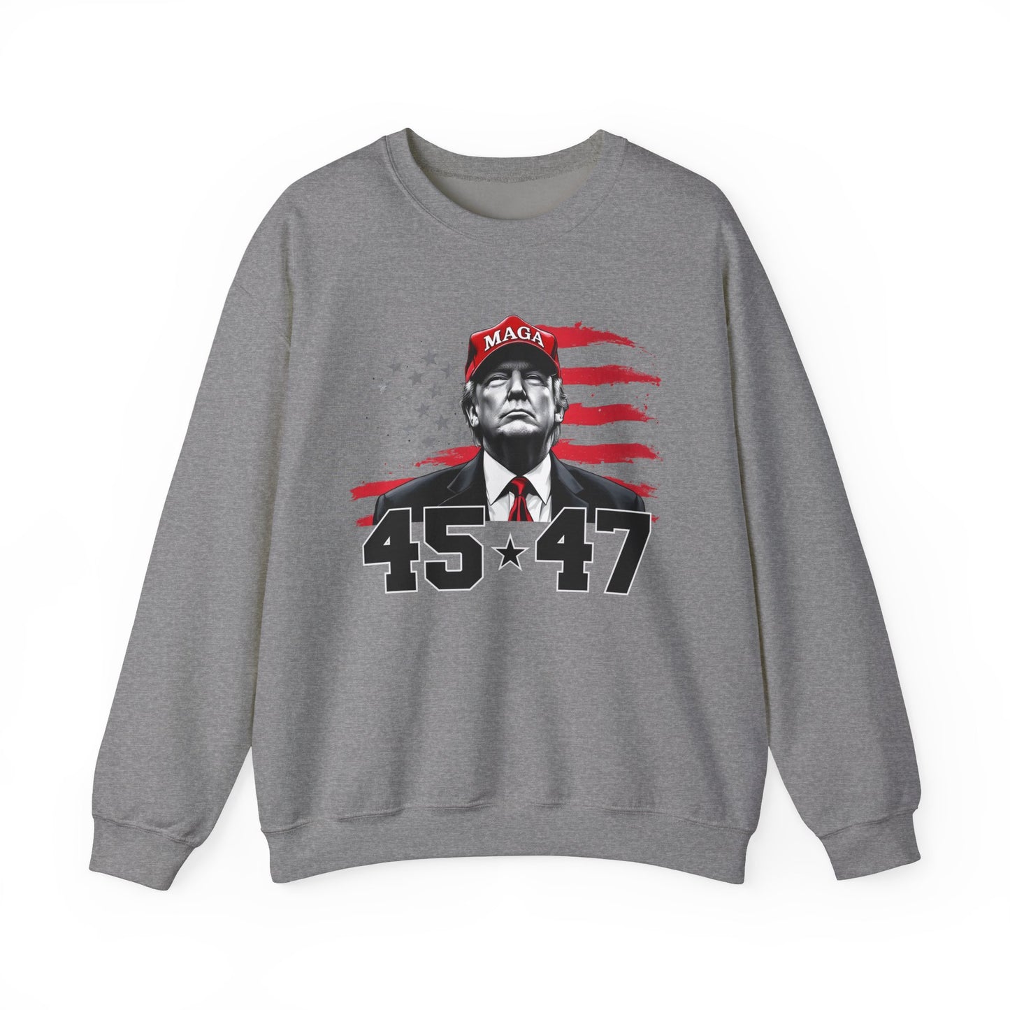 Patriotic MAGA 45-47 Crewneck Sweatshirt for Supporters