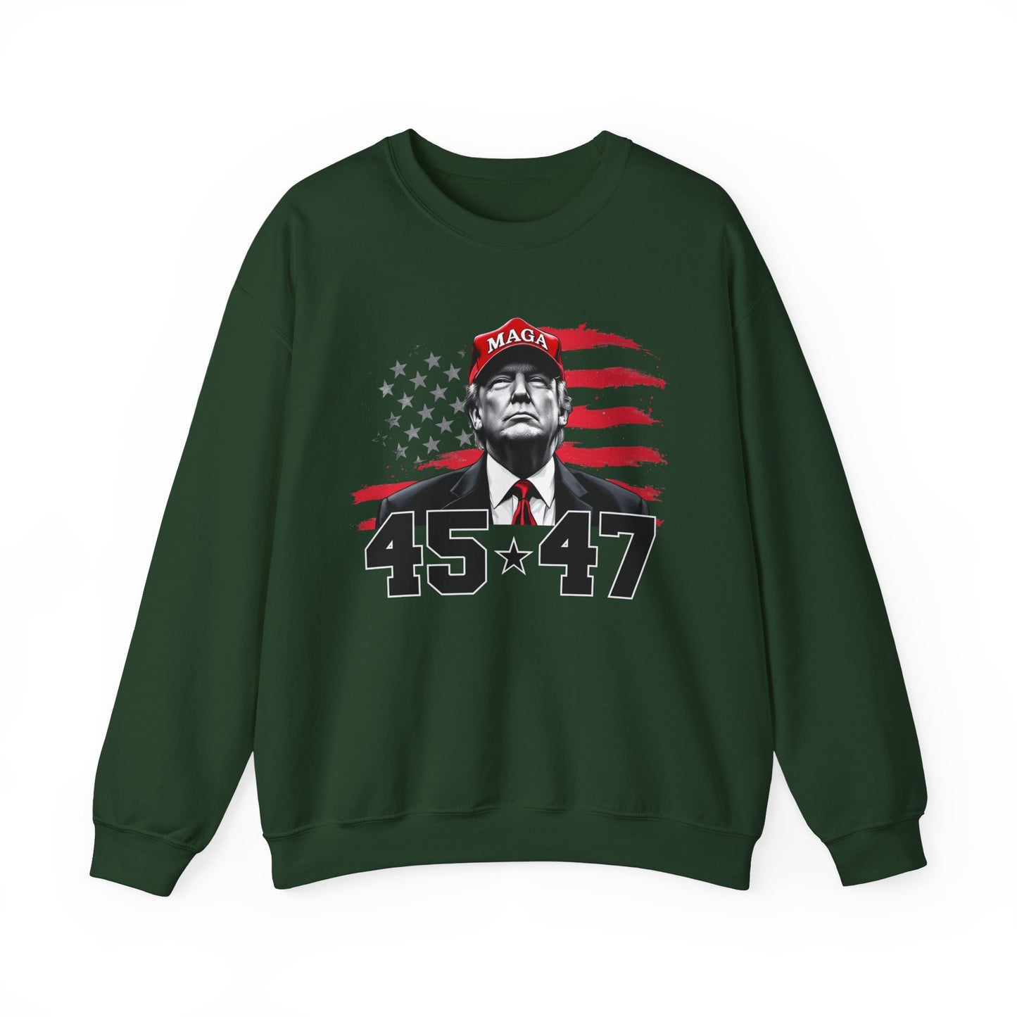 Patriotic MAGA 45-47 Crewneck Sweatshirt for Supporters