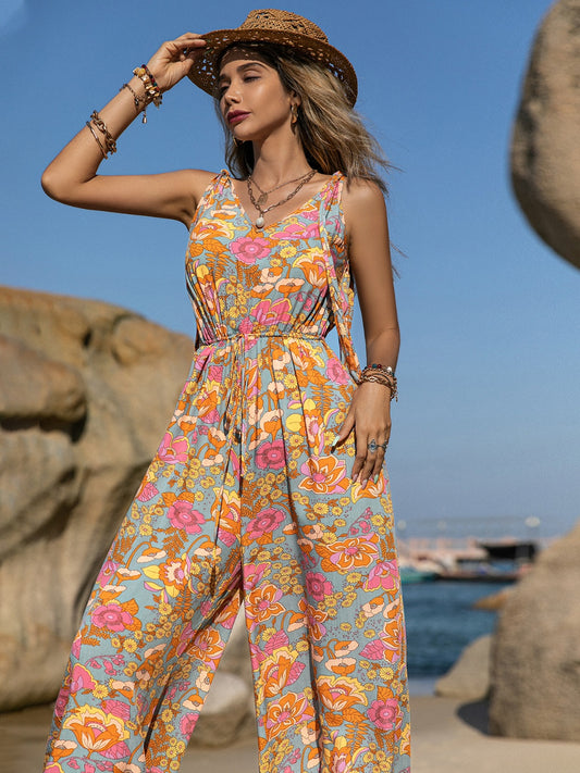 V-Neck Wide Leg Jumpsuit