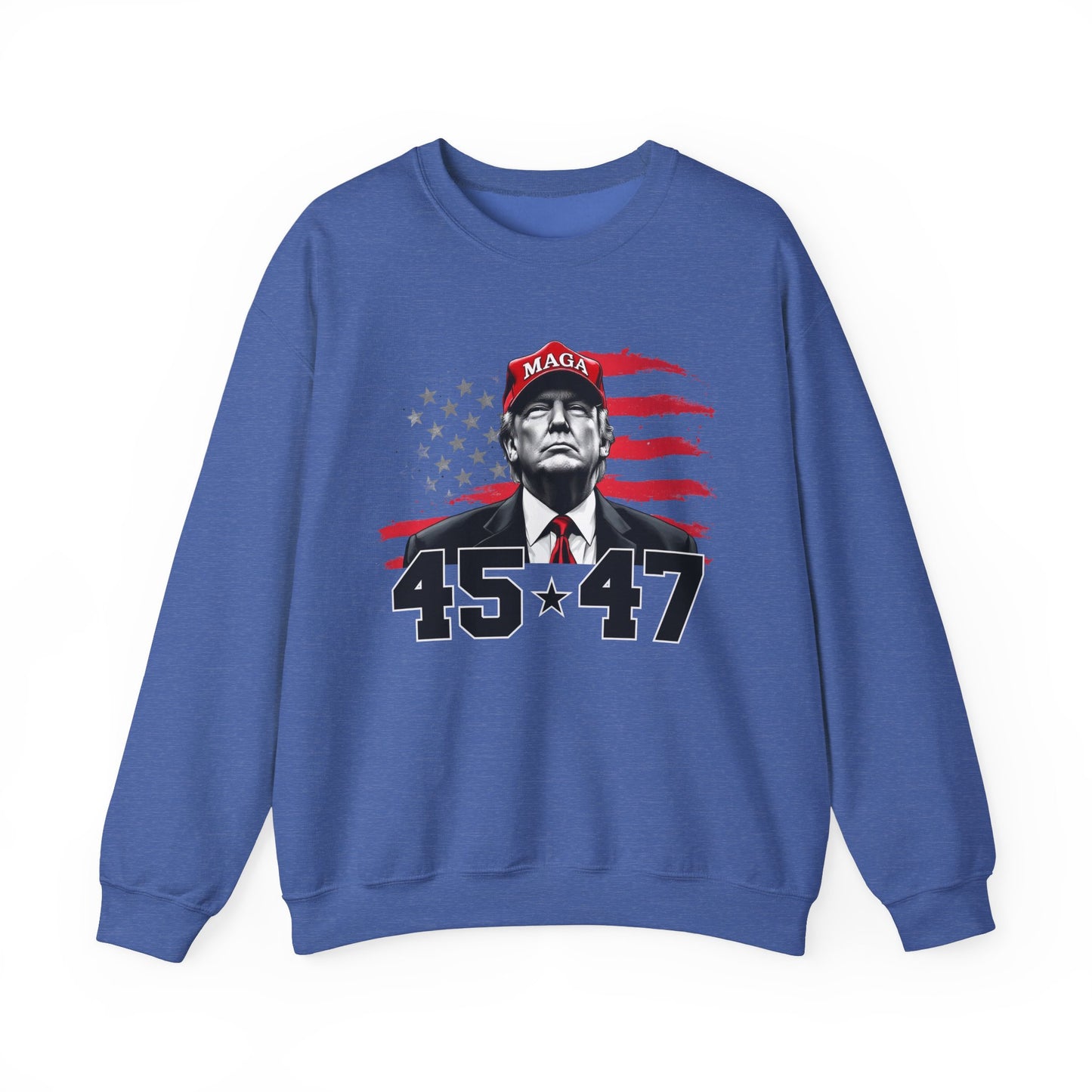 Patriotic MAGA 45-47 Crewneck Sweatshirt for Supporters