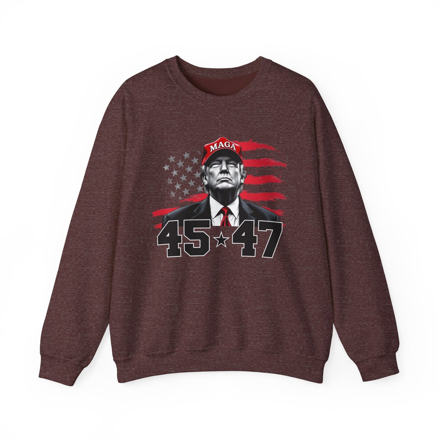 Patriotic MAGA 45-47 Crewneck Sweatshirt for Supporters