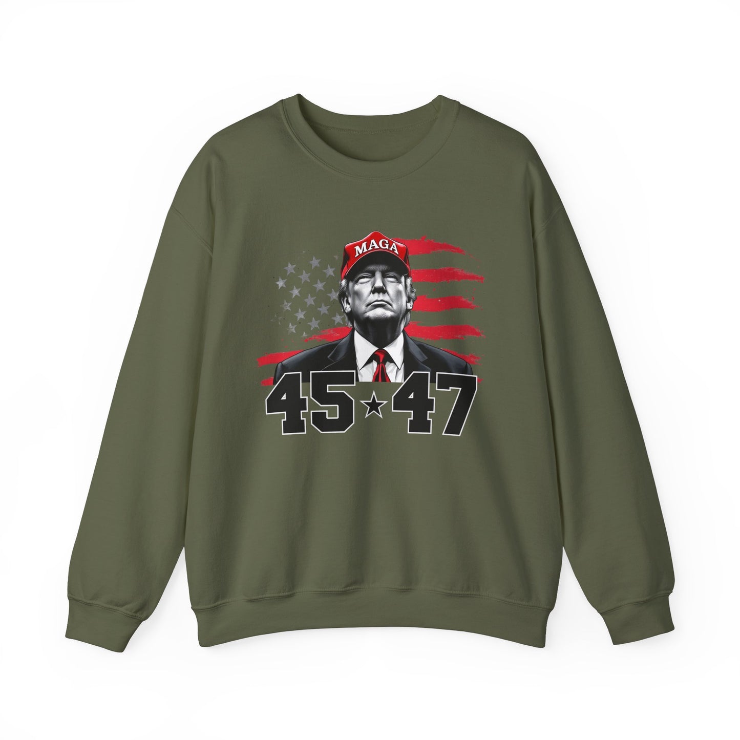 Patriotic MAGA 45-47 Crewneck Sweatshirt for Supporters