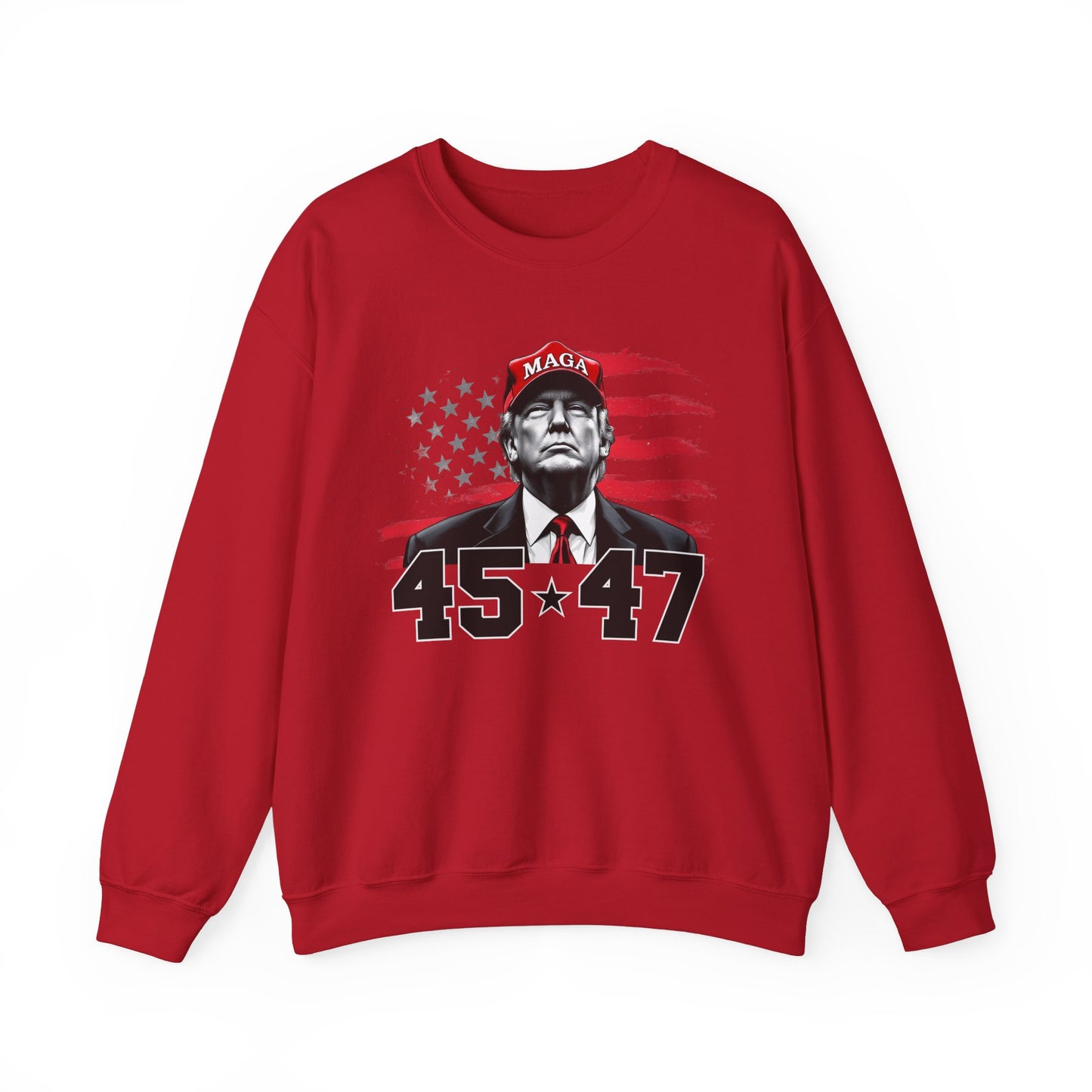 Patriotic MAGA 45-47 Crewneck Sweatshirt for Supporters