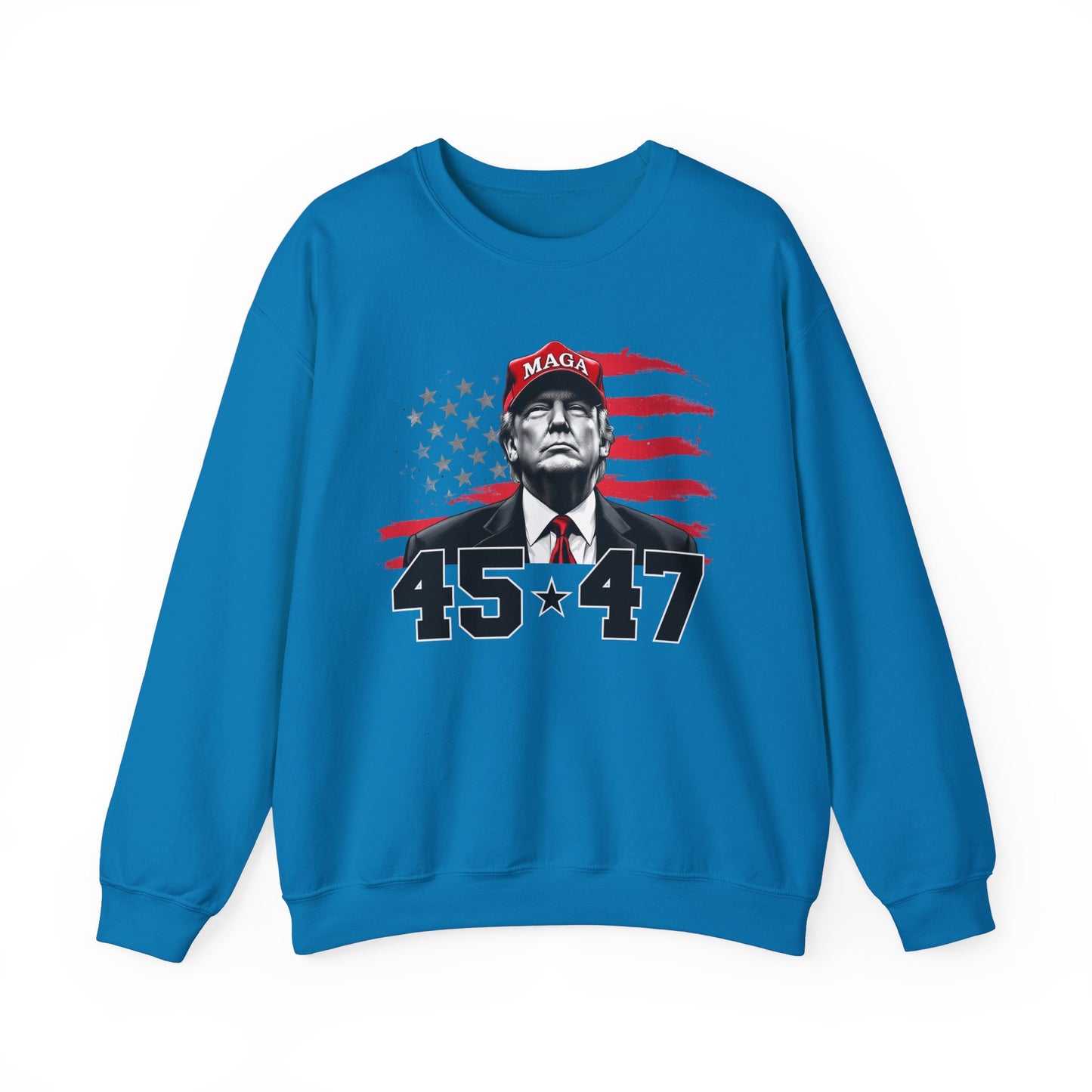 Patriotic MAGA 45-47 Crewneck Sweatshirt for Supporters