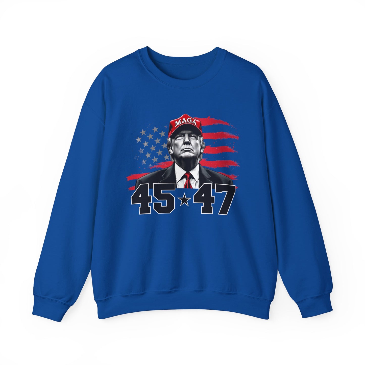 Patriotic MAGA 45-47 Crewneck Sweatshirt for Supporters