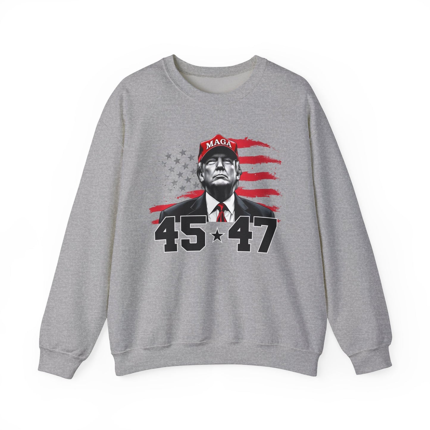 Patriotic MAGA 45-47 Crewneck Sweatshirt for Supporters