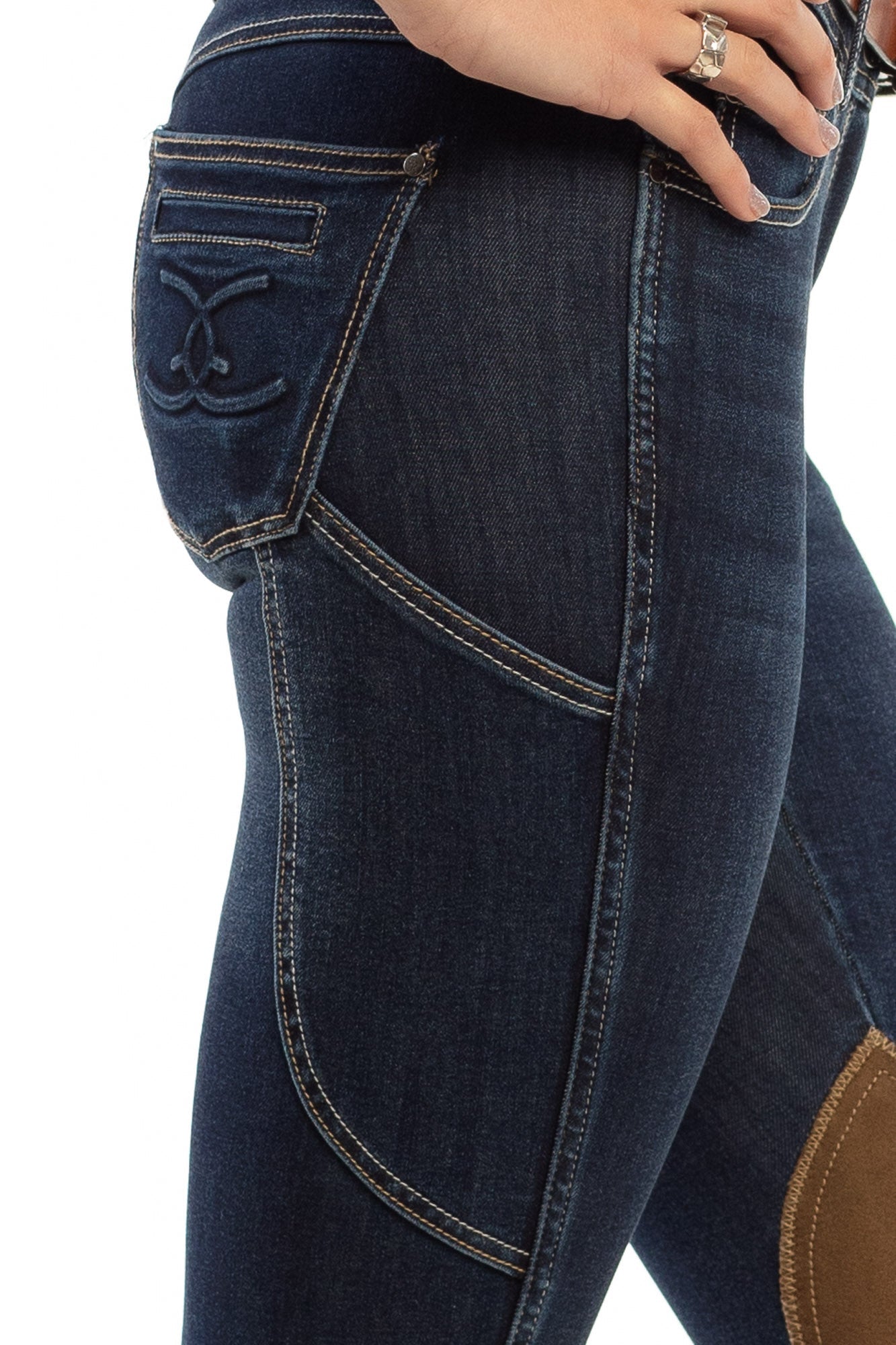 NEW Equestrian Jean - Knee Patch with Cell Phone Pocket - Vintage Wash